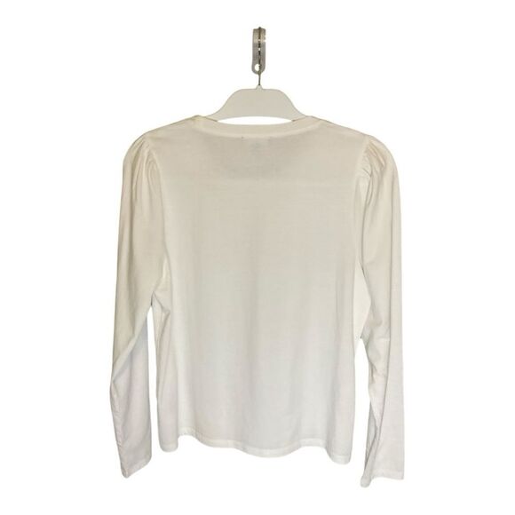 J Crew White Puffed Sleeve Tee Size M - Picture 2 of 3